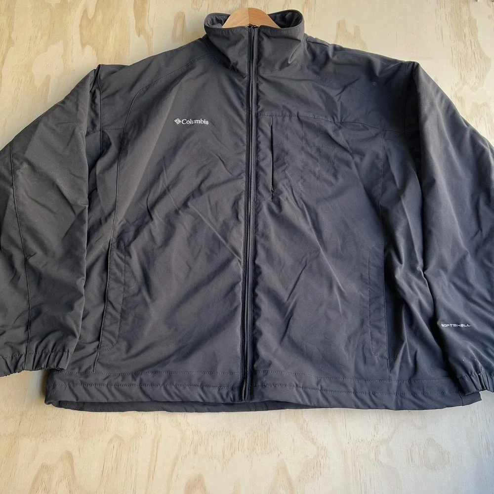 Columbia Jacket Mens 2XL Black Softshell Full‎ Zip Interchange Outdoor XM7838